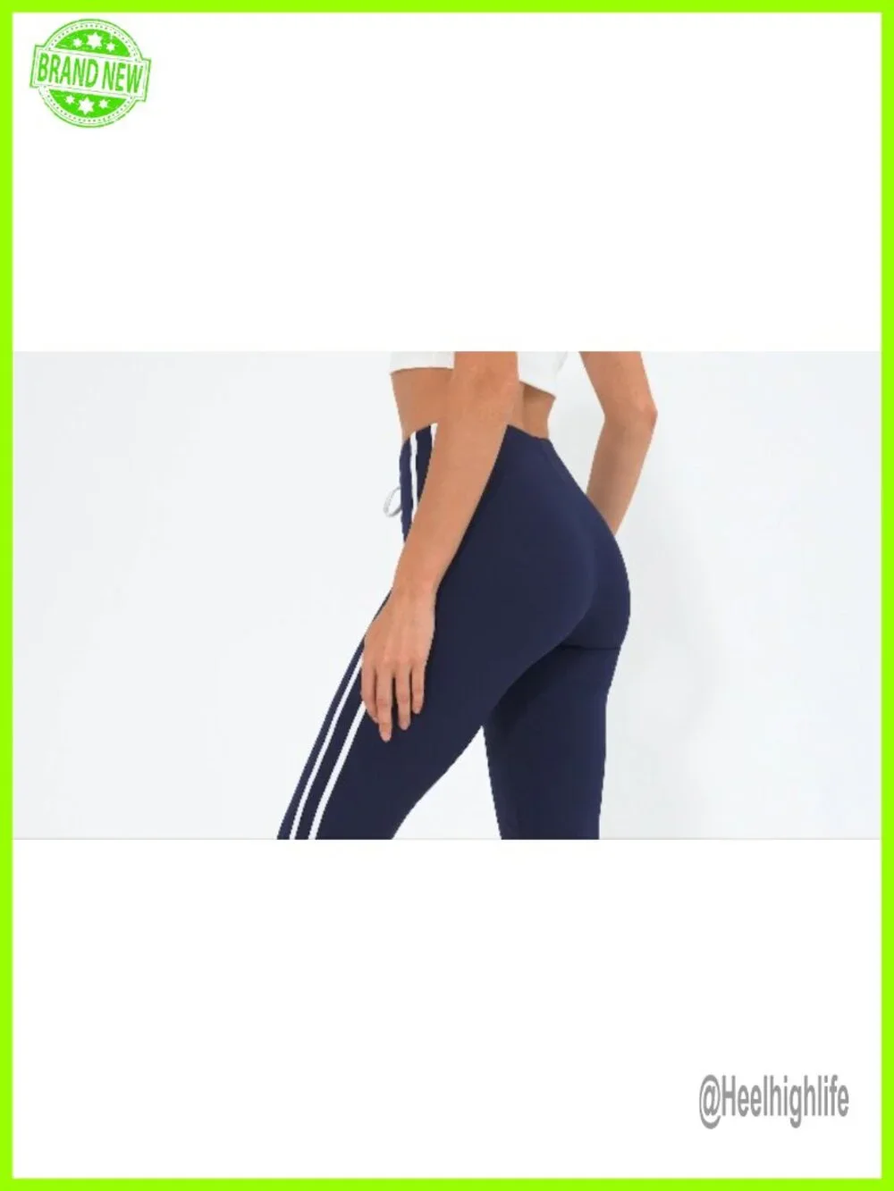 High Waisted Flare Capri Yoga Pants Side Stripe Drawstring Bootcut Cropped